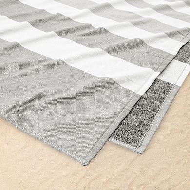 The Big One Gray Striped Beach Sand Resistant Towel