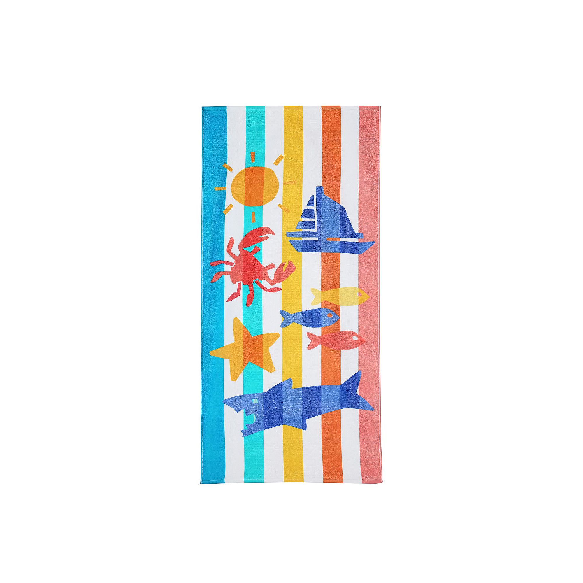 The Big One® Kids Sea Life Beach Towel, Cabana Stripe  Life