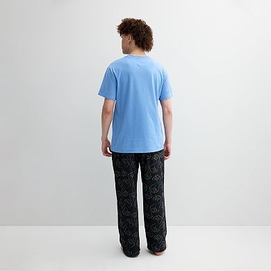 Men's PJs + PANCAKES Pajama T-Shirt & Gamer Print Fleece Pajama Pants Set