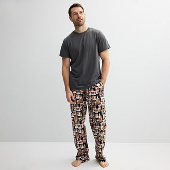 Men's PJs + PANCAKES Pajama T-Shirt & Bottle Print Pajama Pants Set