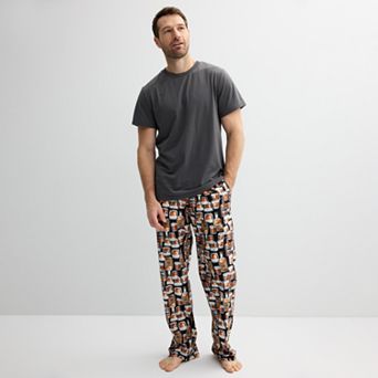 Men's PJs + PANCAKES Pajama T-Shirt & Bottle Print Pajama Pants Set
