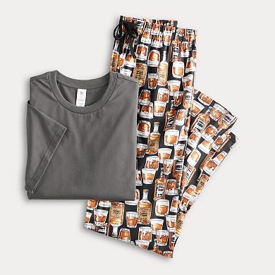 Men's PJs + PANCAKES Pajama T-Shirt & Bottle Print Pajama Pants Set