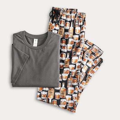 Men's PJs + PANCAKES Pajama T-Shirt & Bottle Print Pajama Pants Set