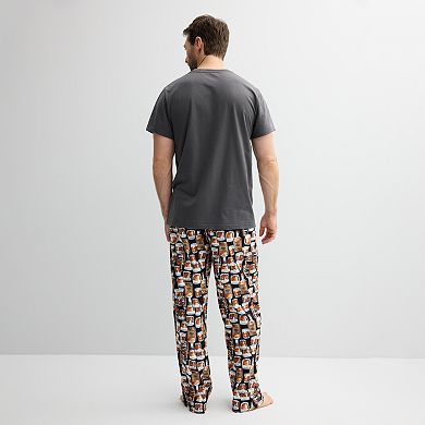 Men's PJs + PANCAKES Pajama T-Shirt & Bottle Print Pajama Pants Set