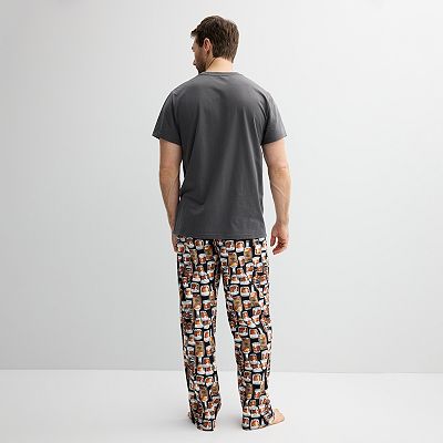 Men's PJs + PANCAKES Pajama T-Shirt & Bottle Print Pajama Pants Set