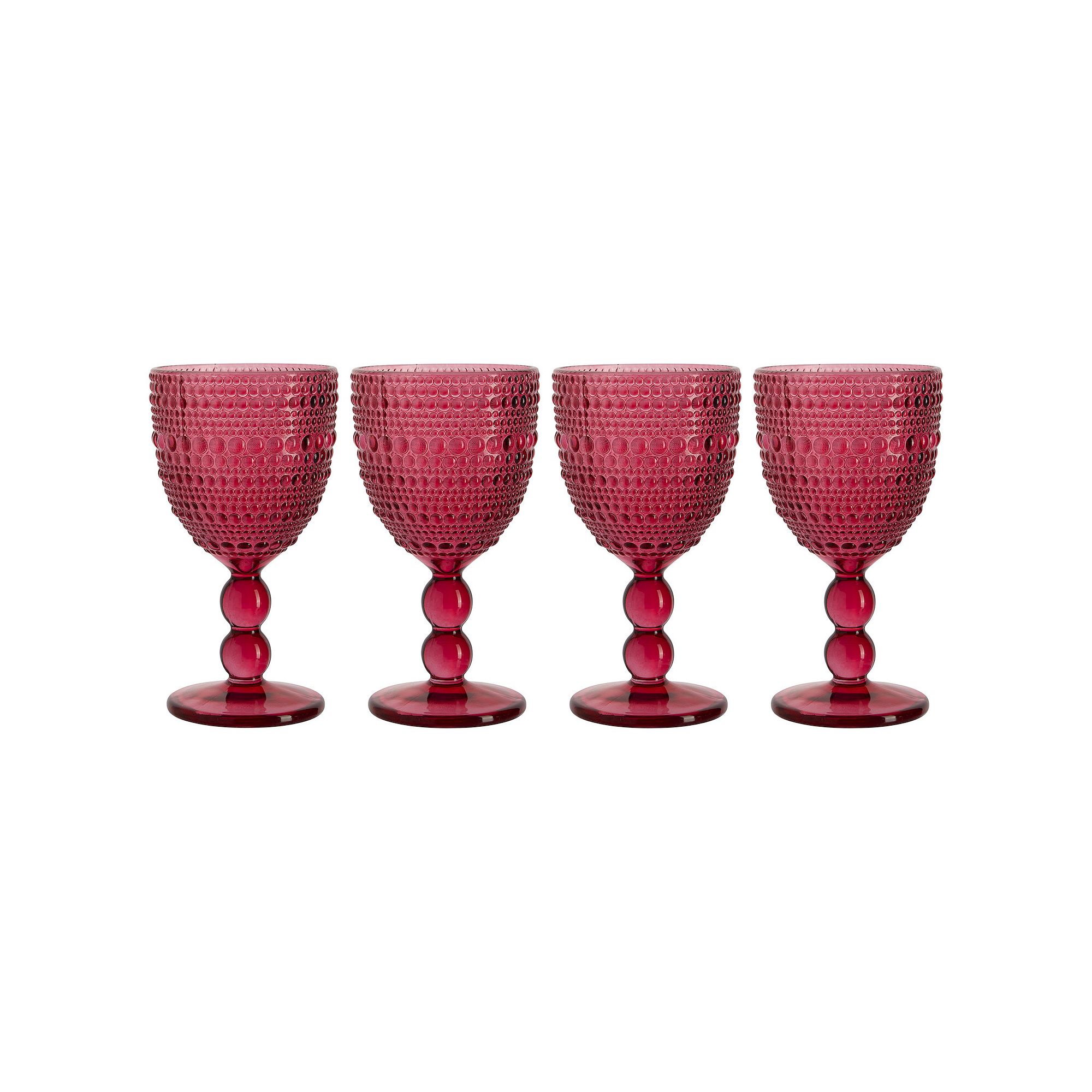 Home Essentials Halo Ribbed Glass Goblet 4-piece Set, Red
