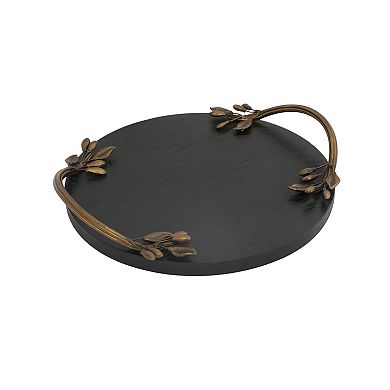 Everyday Decor Black Tray with Gold Detailed Handles Table Decor
