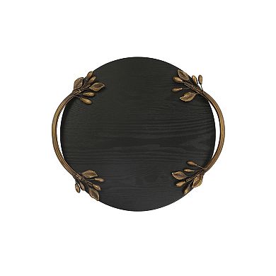Everyday Decor Black Tray with Gold Detailed Handles Table Decor
