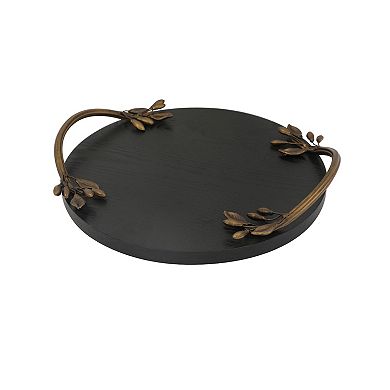 Everyday Decor Black Tray with Gold Detailed Handles Table Decor