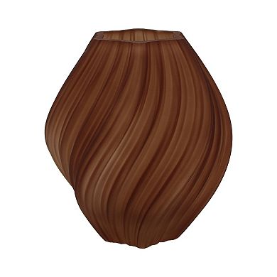 Everyday Decor Brown Wave Matte Glass Vase Table Decor