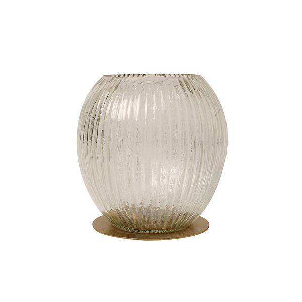 Everyday Decor Ribbed Rounded Glass Tea Light Holder - Multi