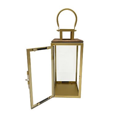 Everyday Decor Mixed Material Brass Lantern Sm