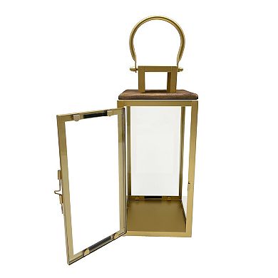 Everyday Decor Mixed Material Brass Lantern Sm