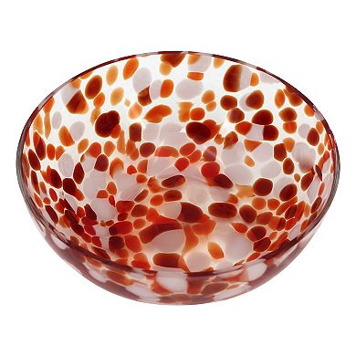 Everyday Decor Red Confetti Glass Bowl Table Decor