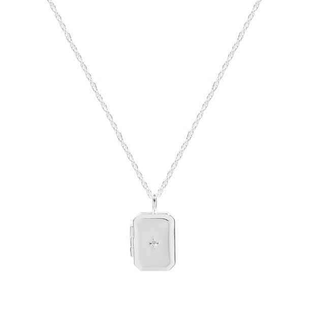 Emberly Silver Tone Short Locket Pendant Necklace