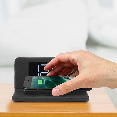 Aluratek Qi Wireless Charging Alarm Clock with Nightlight