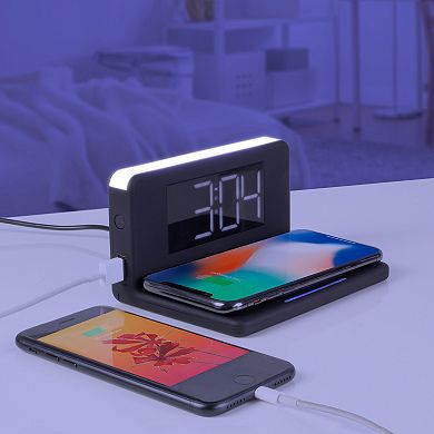 Aluratek Qi Wireless Charging Alarm Clock with Nightlight