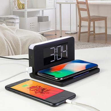 Aluratek Qi Wireless Charging Alarm Clock with Nightlight