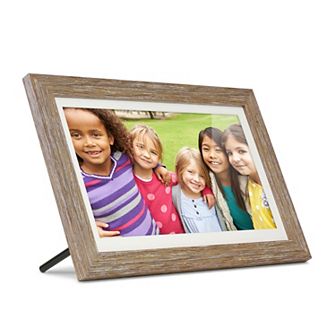 Aluratek 13.3 in Distressed Wood WiFi LCD Touchscreen Digital Photo Frame with 16GB Built-In Memory