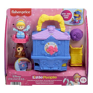 Disney Princess Cinderella 2-Figure On-the-Go Playset for Toddler Pretend Play by Fisher-Price Little People