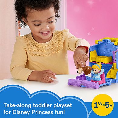 Disney Princess Cinderella 2-Figure On-the-Go Playset for Toddler Pretend Play by Fisher-Price Little People
