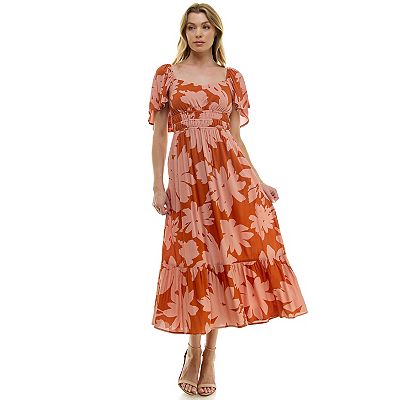 Juniors' Lily Rose Floral Open Back Midi Dress