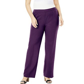 Roaman's Women's Plus Size Petite Plus Size Wide Leg Bend Over Pant
