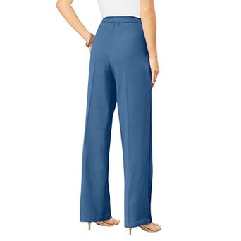 Roaman's Women's Plus Size Petite Plus Size Wide Leg Bend Over Pant
