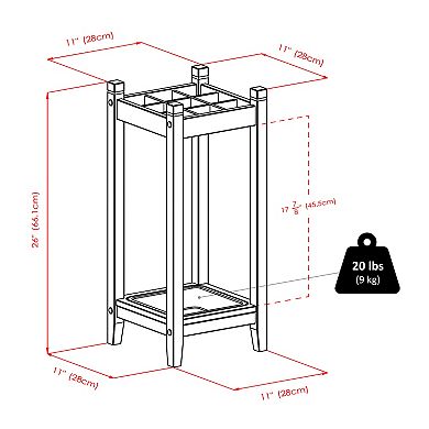 Umbrella Stand Holder For Entryway - Holds Up To 10 Umbrellas, Removable Drip Tray | Compact Organizer For Home Or Office (Black)