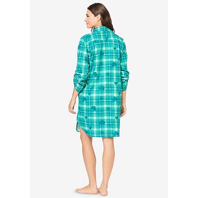 Dreams & Co. Plus Size Plaid Flannel Button-Front Sleepshirt