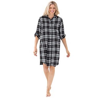 Dreams & Co. Plus Size Plaid Flannel Button-Front Sleepshirt
