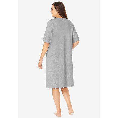 Dreams & Co. Plus Size Satin Trim Cotton Sleepshirt