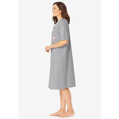 Dreams & Co. Plus Size Satin Trim Cotton Sleepshirt
