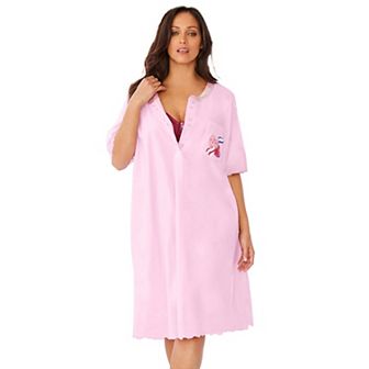 Dreams & Co. Women's Plus Size Satin Trim Cotton Sleepshirt