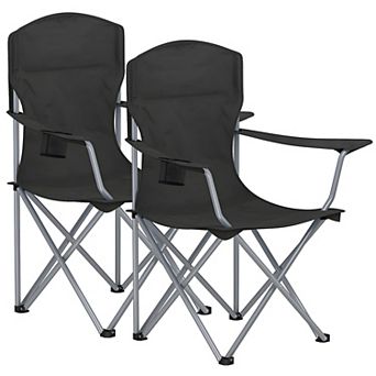 Set of 2 Comfortable Folding Camping Chairs with Heavy-Duty Structure