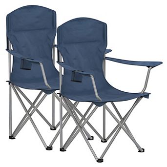 Set of 2 Comfortable Folding Camping Chairs with Heavy-Duty Structure