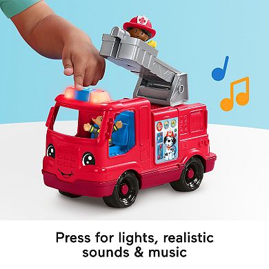 Fisher-Price Little People Fire Truck Musical Toddler Toy with Lights Sounds & 2 Figures