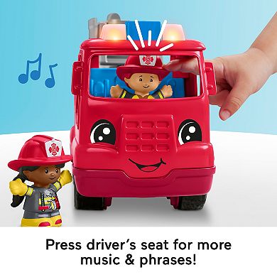 Fisher-Price Little People Fire Truck Musical Toddler Toy with Lights Sounds & 2 Figures