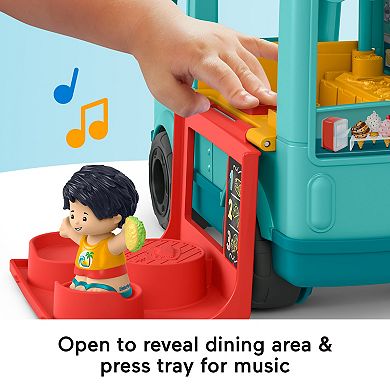 Fisher-Price Little People Serve It Up Food Truck Musical Toddler Toy Vehicle with 2 Figures