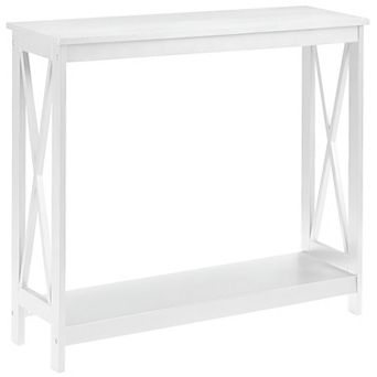 Wood Console Sofa Table With Bottom Storage Shelf