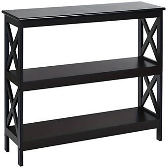 3 tier Black Sofa Table Bookcase Living Room Shelves