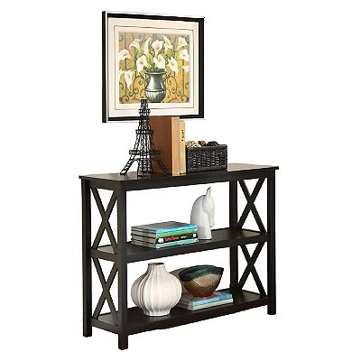 3-tier Black Sofa Table Bookcase Living Room Shelves