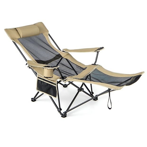 Camping Lounge Chair With Detachable Footrest Adjustable Backrest