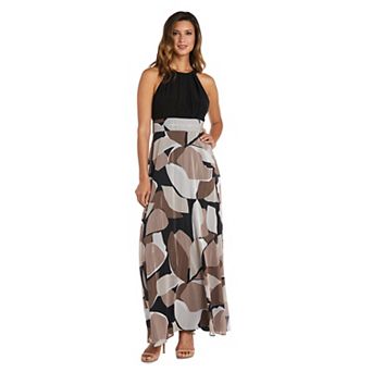 Petite R&M Richards Jersey Printed Chiffon Maxi Dress