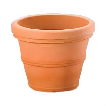 Weathered Terracotta 12-inch Diameter Round Planter In Poly Resin