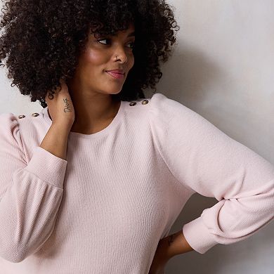 Plus Size LC Lauren Conrad High Cuff Crewneck Top