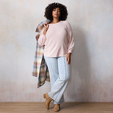 Plus Size LC Lauren Conrad High Cuff Crewneck Top