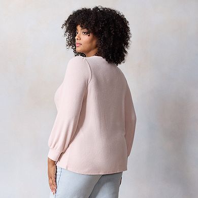 Plus Size LC Lauren Conrad High Cuff Crewneck Top