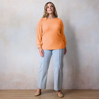 Plus Size LC Lauren Conrad High Cuff Crewneck Top