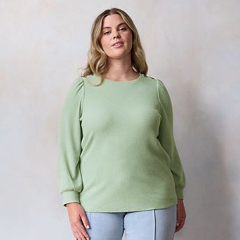 Plus Size LC Lauren Conrad High Cuff Crewneck Top